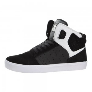 Adidasi Skate Barbati Supra Atom Negrii Albi | ADJXI8346