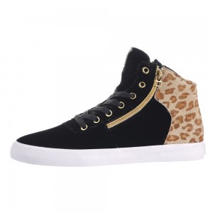 Adidasi Skate Dama Supra Cuttler Negrii Leopard | AIPXJ2693