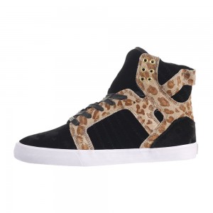 Inalti Dama Supra SkyTop Negrii Leopard | UKCHX9614