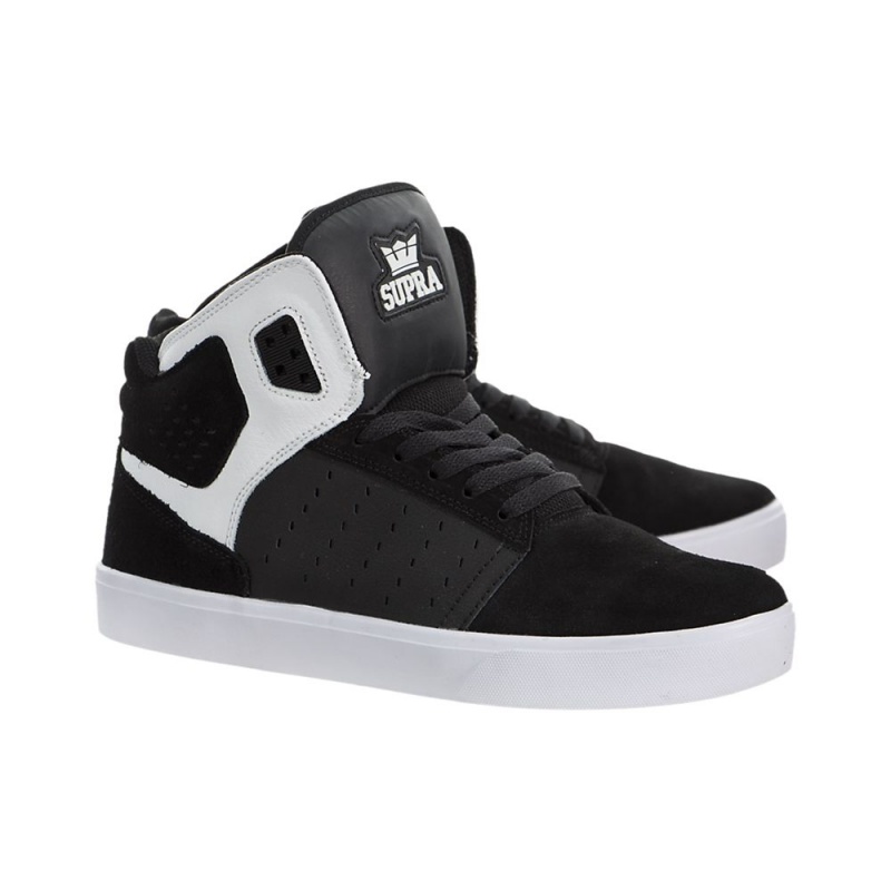 Adidasi Skate Barbati Supra Atom Negrii Albi | ADJXI8346