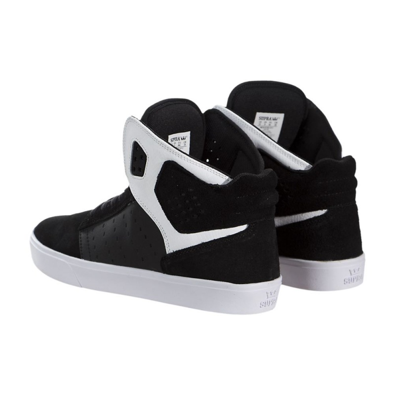 Adidasi Skate Barbati Supra Atom Negrii Albi | ADJXI8346