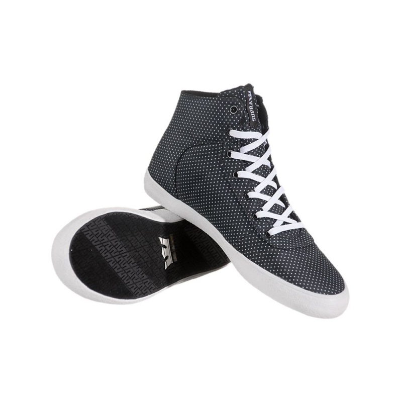 Adidasi Skate Barbati Supra Cuttler Negrii Albi | CHNBF3507