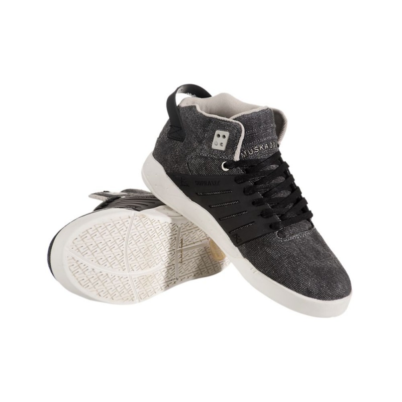 Adidasi Skate Barbati Supra SkyTop III Gri Negrii | SJTZM9407