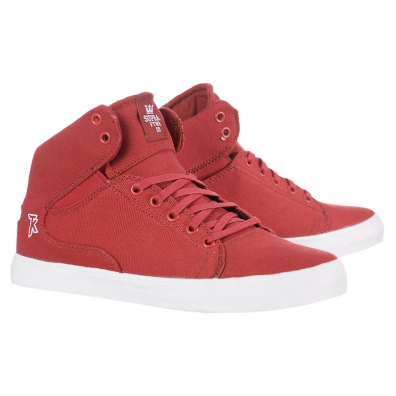 Adidasi Skate Barbati Supra Society Mid-High Rosii | ZDHWI4718