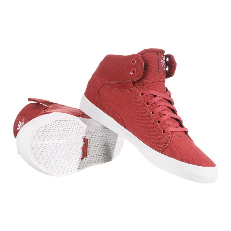 Adidasi Skate Barbati Supra Society Mid-High Rosii | ZDHWI4718