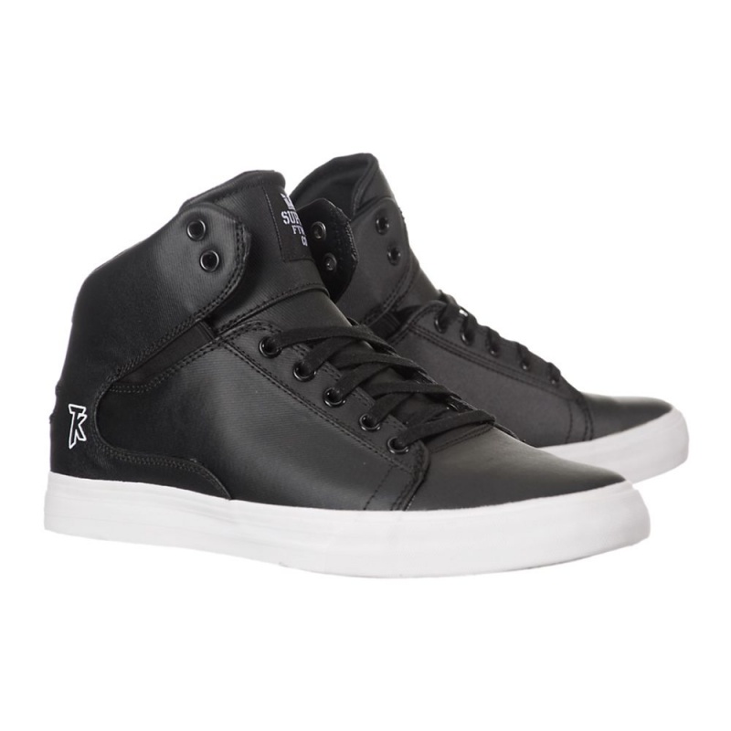 Adidasi Skate Barbati Supra Society Mid-High Negrii | YHGXT5947