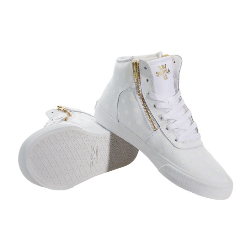 Adidasi Skate Dama Supra Cuttler Albi | XSFJR8549