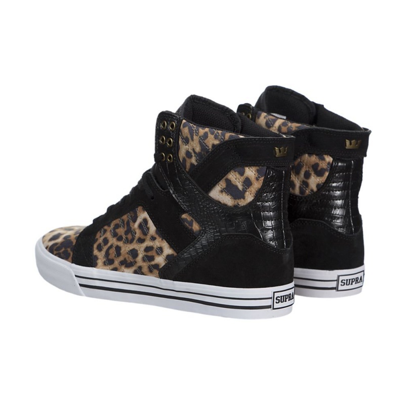 Inalti Barbati Supra SkyTop Leopard Negrii | SYKVT4782