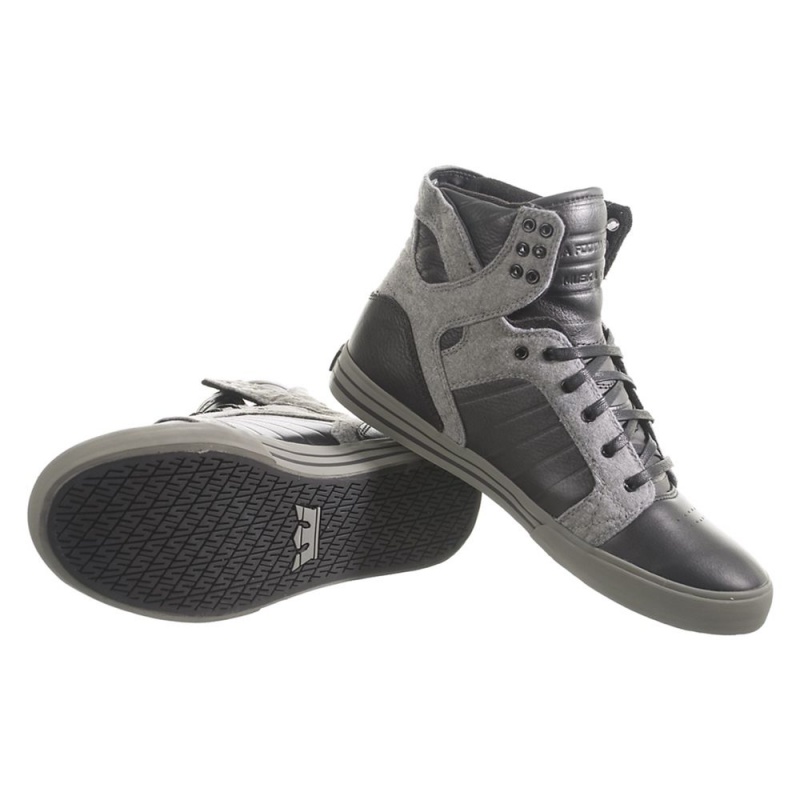 Inalti Barbati Supra SkyTop Negrii Gri | DMSWU4198