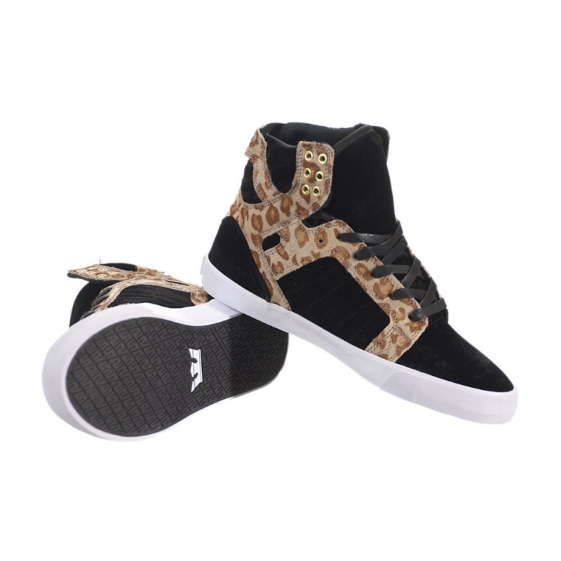 Inalti Dama Supra SkyTop Negrii Leopard | UKCHX9614